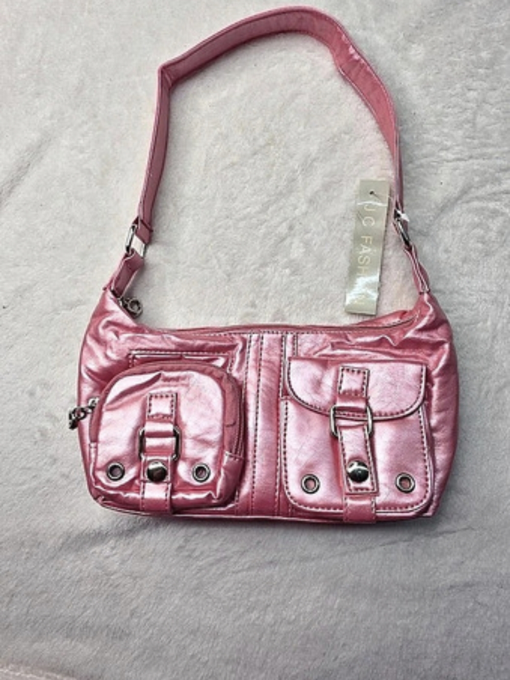 JC Fashion Pink Metallic Shoulder Bag